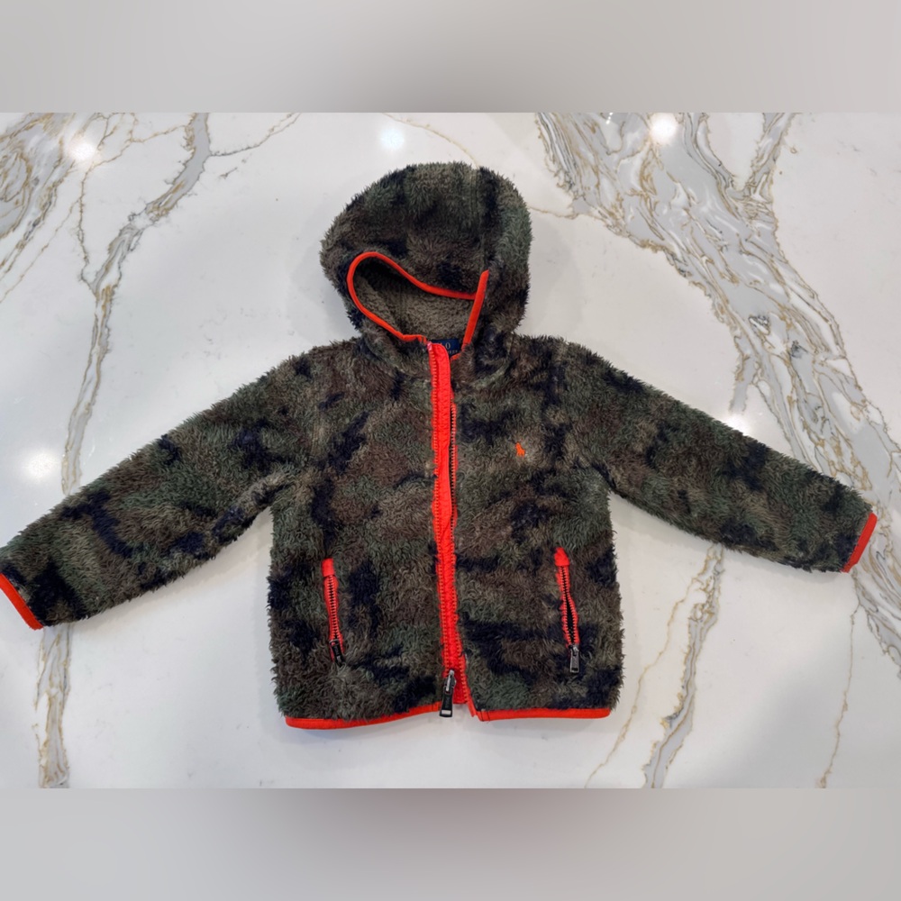 Camouflage Fleece Ralph Lauren Toddler Jacket with Orange Accents